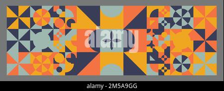 Formes et figures géométriques, affiche d'art minimaliste en motif simple. Bannière web vectorielle abstraite en style papier peint pour le package de marquage Illustration de Vecteur