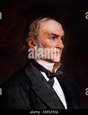 William Gladstone. Portrait de William Ewart Gladstone (1809-1898), un homme politique libéral britannique qui a été Premier ministre quatre fois (1868-74, 1880-85, février-juillet 1886 et 1892-94). Peinture de Sir John Everett Millais, huile sur toile, 1879. Banque D'Images