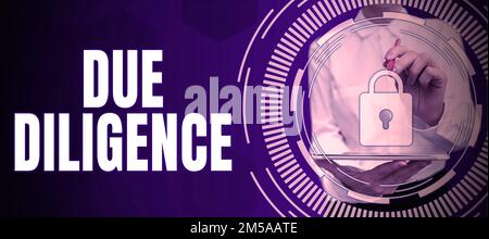 Affiche indiquant la diligence raisonnable. Aperçu de l'entreprise éviter de nuire à d'autres biens de l'entreprise pour un accord Banque D'Images