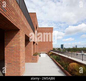 Vue sur le jardin du toit. Varcoe Road, Londres, Royaume-Uni. Architecte : Maccreanor Lavington, 2020. Banque D'Images