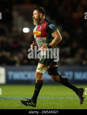 Londres, Royaume-Uni. 27th décembre 2022. Wilco Louw de Harlequins pendant le match Gallagher Premiership Harlequins vs Bristol Bears à Twickenham Stoop, Londres, Royaume-Uni, 27th décembre 2022 (photo de Nick Browning/News Images) à Londres, Royaume-Uni le 12/27/2022. (Photo de Nick Browning/News Images/Sipa USA) crédit: SIPA USA/Alay Live News Banque D'Images