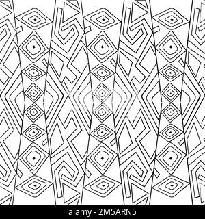 Géométrique ethnique noir et blanc sans fin sans motif ; super modèle pour imprime ; formes abstraites géométriques sur fond blanc ; Illustration de Vecteur
