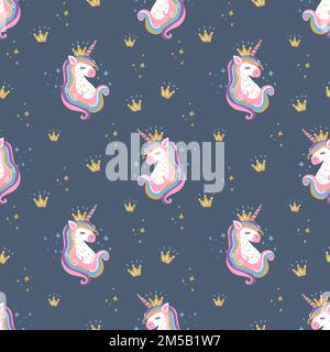 Motif transparent d'une tête unicorn. Illustration de Vecteur