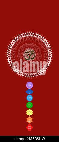 Symboles chakra et symboles de géométrie sacrée isolés sur fond de couleur avec espace de copie pour la conception Banque D'Images