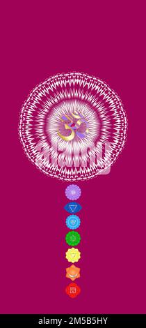 Symboles chakra et symboles de géométrie sacrée isolés sur fond de couleur avec espace de copie pour la conception Banque D'Images