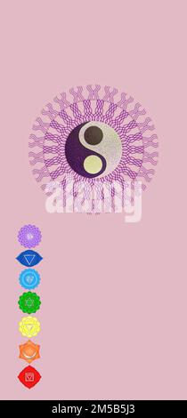 Symboles chakra et symboles de géométrie sacrée isolés sur fond de couleur avec espace de copie pour la conception Banque D'Images