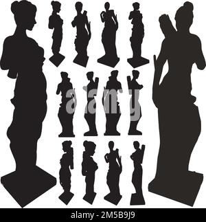 Statue ancienne de la femme Silhouettes Vector. Illustration isolée sur fond blanc. Illustration vectorielle d'une statue ancienne. Illustration de Vecteur