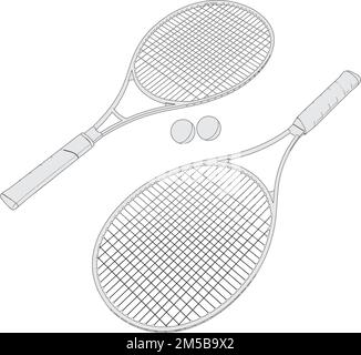 Deux raquettes de tennis Vector. Illustration isolée sur fond blanc. Illustration vectorielle de la raquette de tennis. Illustration de Vecteur