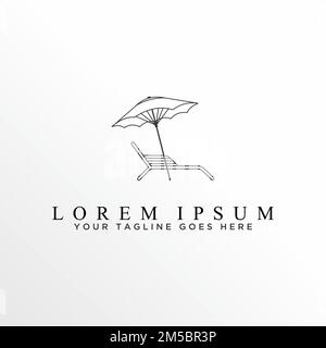 chaise de plage et parasol en simple ou unique image graphique icône logo design abstrait concept vecteur stock. symbole lié à l'intérieur ou aux vacances Illustration de Vecteur