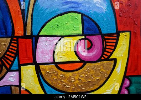 Peinture couleur de l'huile formes géométriques abstraites , art moderne Banque D'Images