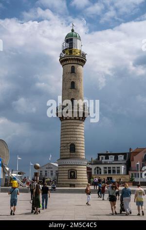 Vieux phare, Warnemuende, Rostock, Mecklembourg-Poméranie occidentale, Allemagne Banque D'Images