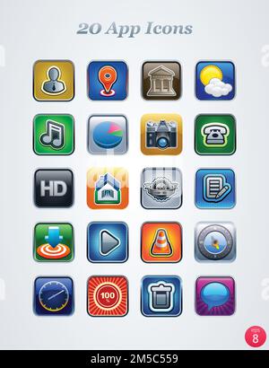 20 icônes pour applications web ou mobiles. vecteur. spe 8. Illustration de Vecteur