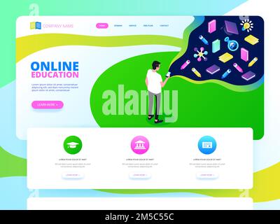 Formation isométrique, formation en ligne, webinaire, formation en ligne, formation en entreprise. Vecteur Illustration connaissance expertise Intelligence apprendre concept Illustration de Vecteur