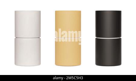 Jeu de maquettes de tube de papier sur fond blanc Illustration de Vecteur