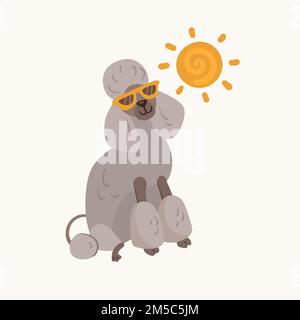 Drôle de chiens comiques avec accessoires de plage vecteur illustrations ensemble. Portraits de personnages de dessins animés de chiots mignons avec accessoires de natation isolés sur whi Banque D'Images