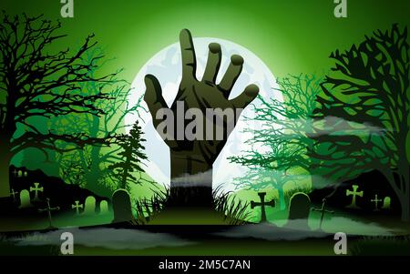 Halloween concept, main zombie se levant de la terre. Vecteur Illustration de Vecteur