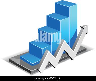 Business Graph avec flèche montrant des bénéfices et des gains Illustration de Vecteur