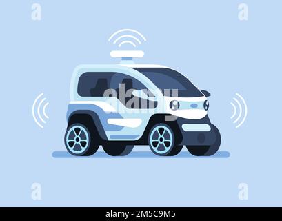 Auto-conduite autonome Smart car capteurs automobile véhicule sans conducteur illustration du Vector Illustration de Vecteur