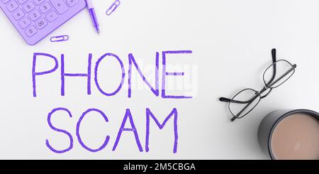 Inspiration montrant l'enseigne téléphone Scam. Présentation de l'entreprise recevoir des appels indésirables pour promouvoir des produits ou des services télévente Banque D'Images