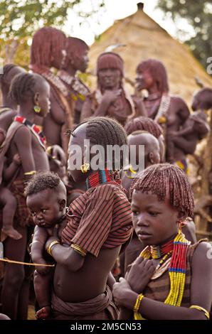 Peuple de la tribu Hamer, Éthiopie Banque D'Images