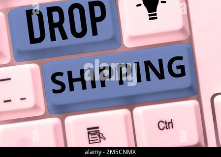 Légende conceptuelle livraison par goutte. Approche commerciale pour envoyer des marchandises d'un fabricant directement à un client plutôt qu'au détaillant Banque D'Images