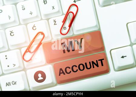 Écriture affichant le texte mon compte. Concept signification si quelque chose est dit être sur le compte de quelqu'un ou quelque chose Banque D'Images
