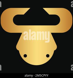 Logo vectoriel monogramme abstrait en forme de silhouette d'icône en forme de Bull Illustration de Vecteur