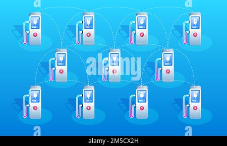 Réseau de stations de charge. Illustration vectorielle Illustration de Vecteur