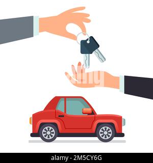 Voiture partageant la main donnant des clés de voiture Illustration de Vecteur