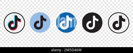 Exemples de logo de l'application mobile Tik Tok sur fond transparent Illustration de Vecteur