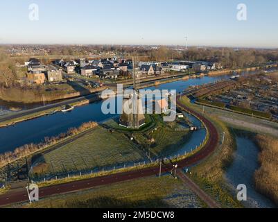 Strijkmolen E, Ouddorp, Alkmaar, pays-Bas. Moulin à polder octogonal en chêne à partir de 1630. Les moulins à repassage ne drainent pas les polissoirs, meulez le Banque D'Images