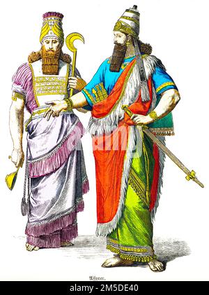 Costumes historiques des Egyptiens, illustration historique colorée, Münchener Bilderbogen, München 1890 Banque D'Images