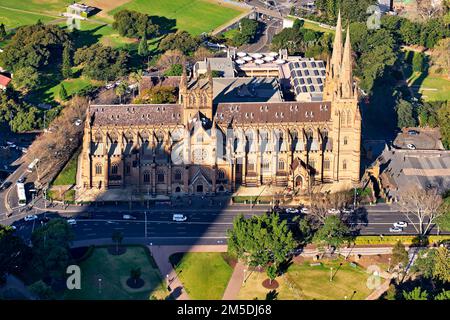 Sydney. Nouvelle-Galles du Sud. Australie. Vue aérienne de St. Cathédrale de Mary Banque D'Images