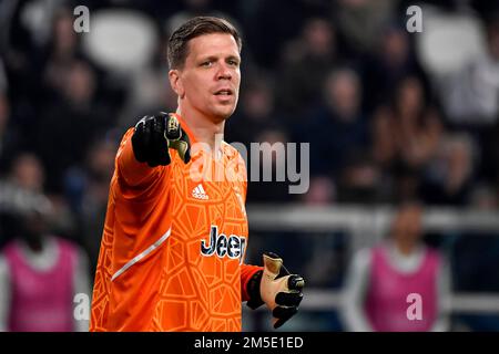 Wojciech Szczesny, du Juventus FC, réagit lors du match de football du groupe H de la Ligue des champions entre le Juventus FC et Paris Saint Germain à Juventus sta Banque D'Images