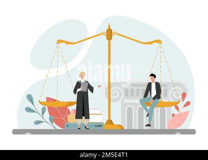 Juge concept. Employé de cour pour la justice et le droit. Juge en robe noire traditionnelle d'entendre un cas et de la détermination de la peine. Jugement et idée de punition. JE Illustration de Vecteur