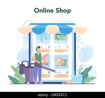 Service de nettoyage ou service ou plate-forme en ligne de l'entreprise. Personnel de nettoyage avec équipement spécial. Les employés du concierge nettoient la rue et trient les ordures. Activé Illustration de Vecteur
