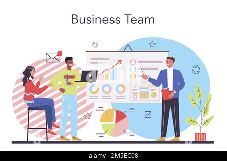 Concept d'équipe d'affaires. Idée de stratégie et de réussite en travail d'équipe. Le développement d'équipes, un groupe de personnes travaillent ensemble pour le développement de l'entreprise. Communication Illustration de Vecteur