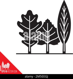 Variété de feuilles ressemblant à une petite icône de glyphe de vecteur isolé de forêt. Symbole de l'environnement et de la nature Illustration de Vecteur