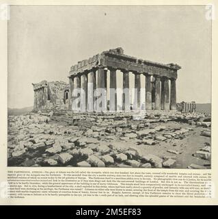 Photographie ancienne du Parthénon, Athènes, un ancien temple sur l'Acropole athénienne, Grèce, qui a été consacré à la déesse Athéna au cours du cinquième siècle av. J.-C. Banque D'Images