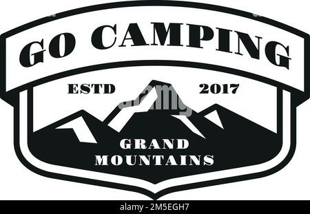 Emblème de camping Go. Logo noir du club touristique Illustration de Vecteur