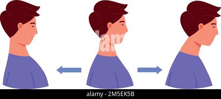 Infographie sur la posture du cou. Icône d'exercice d'extension du corps isolée sur fond blanc Illustration de Vecteur