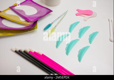 Kit pour la plastification des cils. Procédure de perme des cils. Banque D'Images