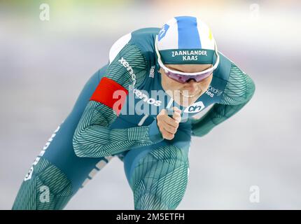 HERENVEEN - Marijke Groenewoud en action sur les 1500 mètres pendant la deuxième journée de la NK Allround. ANP VINCENT JANNINK pays-bas sortie - belgique sortie Banque D'Images