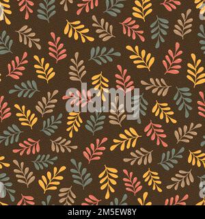 Répétition vectorielle sans couture avec éléments floraux, couleurs d'automne, illustration vectorielle. Idéal pour le tissu, l'emballage et l'emballage Illustration de Vecteur