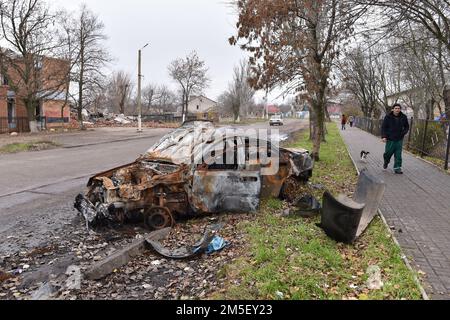 24 novembre 2022, Snihurivka, oblast de Mykolaiv, Ukraine : une petite ville de Snihurivka après la libération de l'occupation russe. Une ville stratégique clé, qui se trouve aux frontières des régions de Mykolaiv et de Kherson, avec des autoroutes et des chemins de fer, reliant Snihurivka à la capitale oblaste voisine Kherson. Banque D'Images