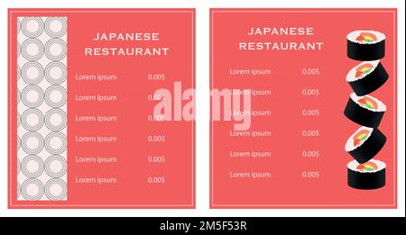 Modèle de menu pour le restaurant asiatique. Illustration de Vecteur