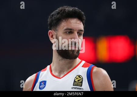 Belgrade, Serbie, 16 décembre 2022. Vasilije Micic d'Anadolu Efes Istanbul réagit lors du match Euroligue 2022/2023 de Turkish Airlines entre Partizan Mozzart Bet Belgrade et Anadolu Efes Istanbul à Stark Arena de Belgrade, Serbie. 16 décembre 2022. Crédit : Nikola Krstic/Alay Banque D'Images