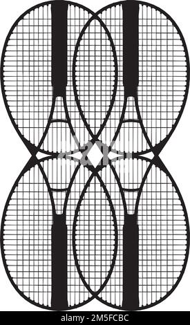 Raquettes de tennis multiforme Silhouettes Vector. Illustration sur fond blanc. Illustration vectorielle de plusieurs raquettes de tennis. Illustration de Vecteur