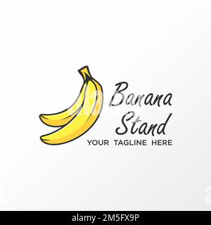 Simple et unique deux banane en 3D et image réelle graphique icône logo design abstrait concept vecteur stock. symbole relatif aux aliments ou aux fruits Illustration de Vecteur