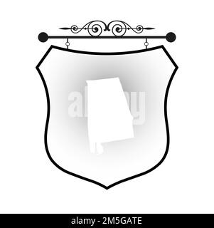 Plan de l'Alabama sur le panneau héraldique Illustration de Vecteur